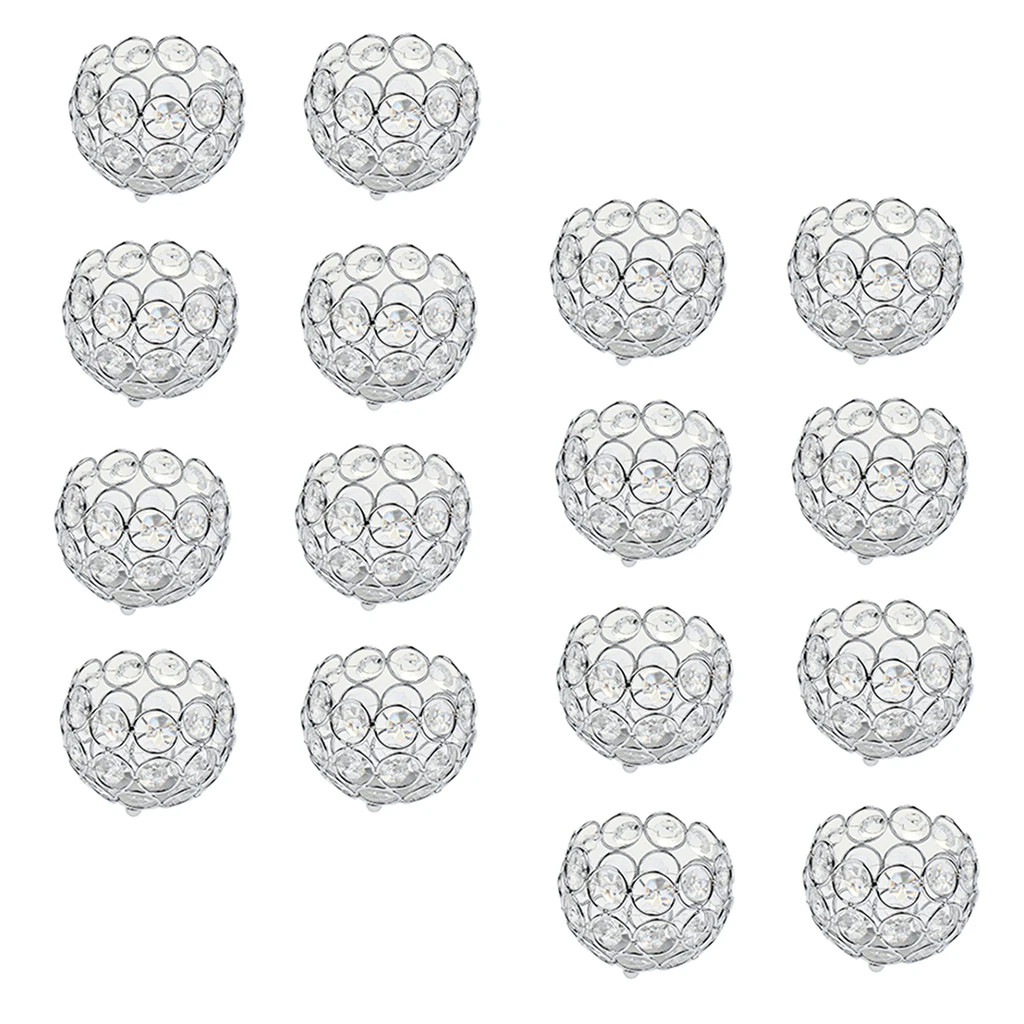 16 Pieces Candle Holder Crystal Ball Candlestick Holiday Party Coffee Cafe Table Decoration Crafts