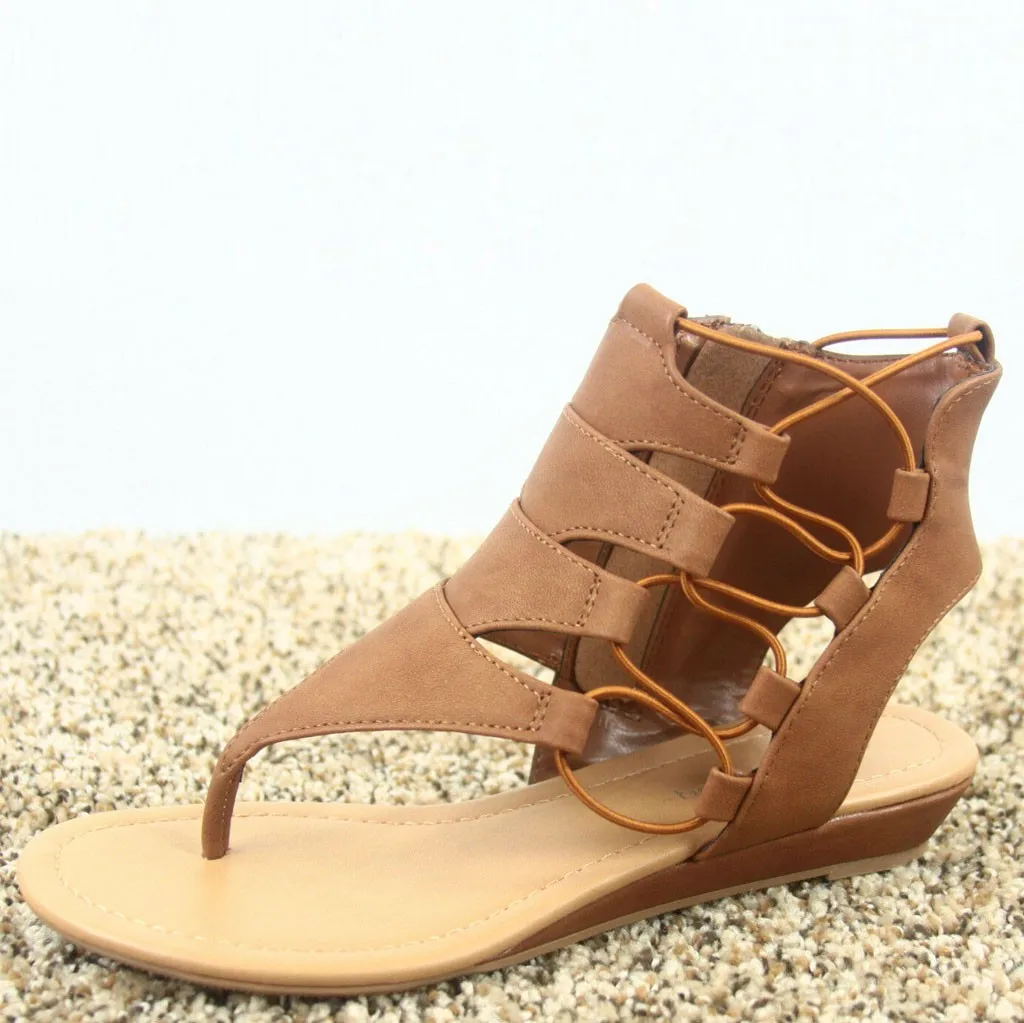 

Women's Strappy Ankle Zip Heel Low Wedges Sandals Hollow Casual Shoes Open Toe Sandalias Mujer Summer Shoes Platform Sandals
