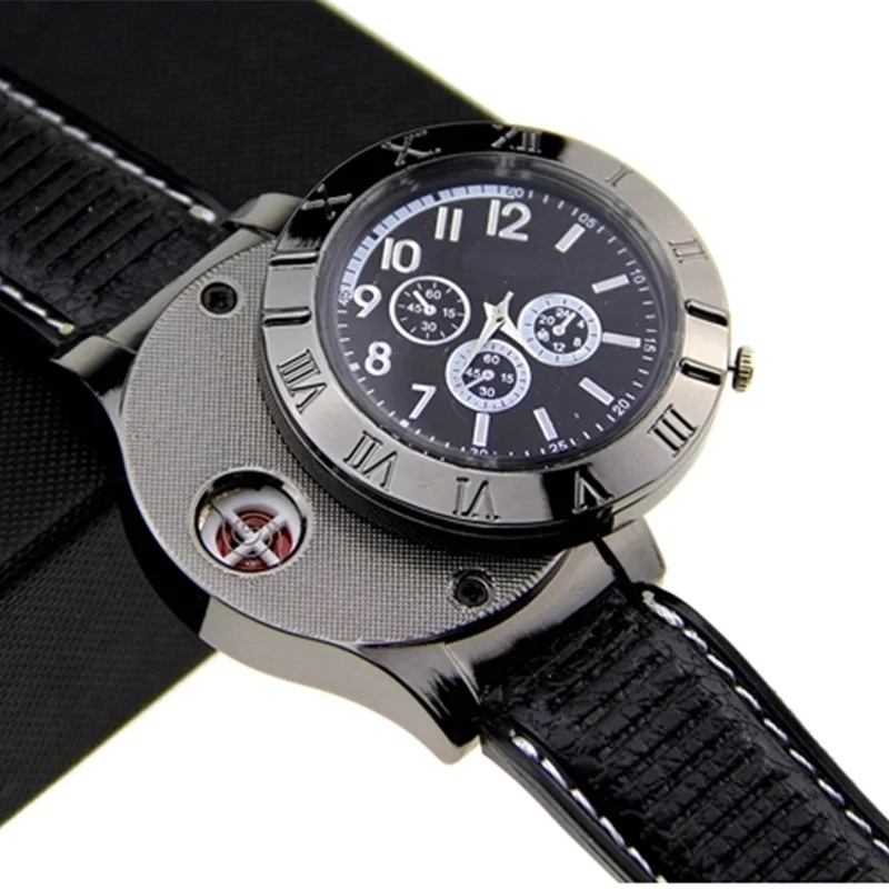 

Mens Watches USB charging lighter multi-function watch Gift silicone quartz Mens Watch Business Waterproof man Relogio Masculino