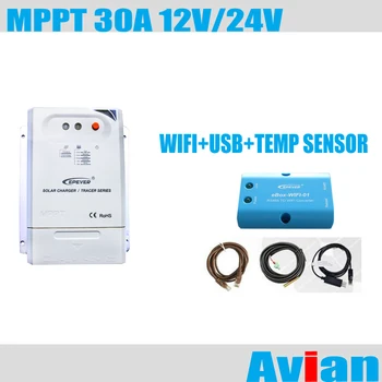 

Epever MPPT solar controller 30A 12V/24V auto Tracer3210CN with WIFI Android APP USB communication cable temperature sensor