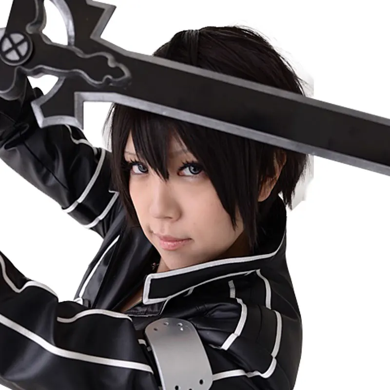 Billig HSIU 30 cm Kurze schwarze perücke Schwert Art Online Cosplay Perücke Kazuto oder Kirito Kostüm Spielen Perücken Halloween party Anime spiel Haar