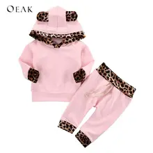 Oeak одежда для маленьких девочек г. Весенне-осенняя одежда для отдыха, толстовка с капюшоном и длинными рукавами+ штаны, Одежда для новорожденных девочек Детские костюмы для малышей