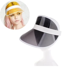 Для женщин прозрачные летние бейсболка для улицы Пустой Топ Sun Hat ПВХ Пластик одноцветное Цвет козырек Кепки s солнцезащитная Кепка