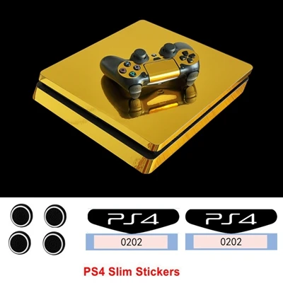 Прохладный золотого, серебряного цвета синяя виниловая игра кожного покрова для Playstation 4 тонкий PS4 Slim консоли защиты для PS4 контроллеры наклейки - Цвет: YSP4S-0001