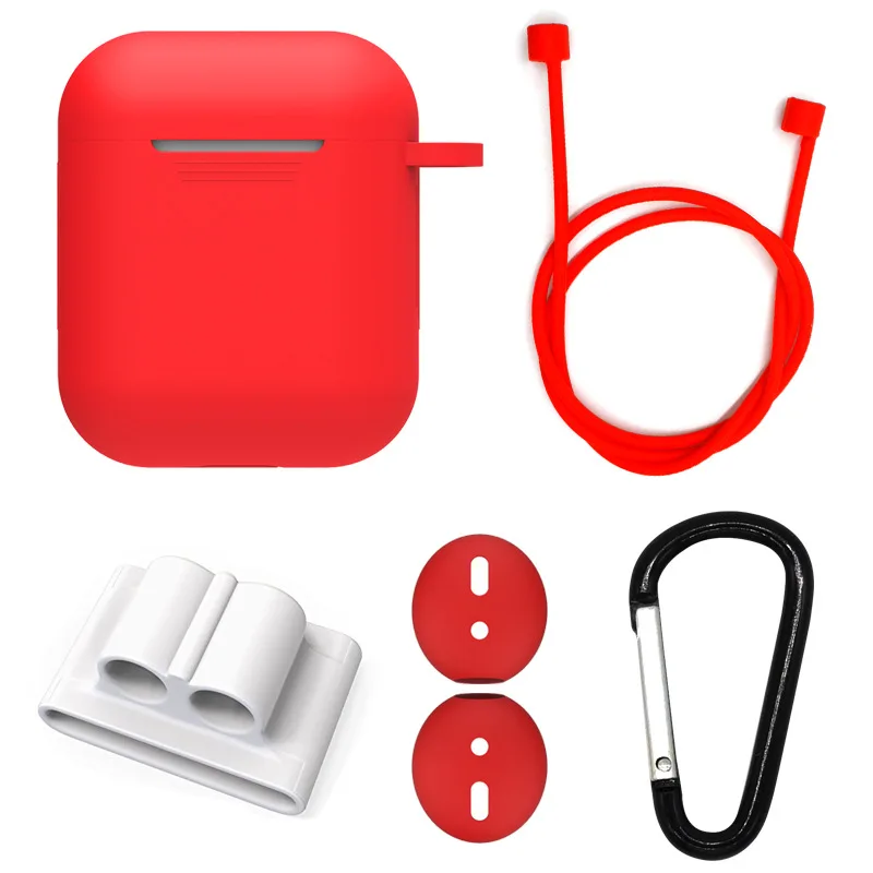 5 in 1 Headphone accessories Silicone Case for IPhone Air pods I1019SI12 earphone for Airpods bluetooth Earphone Cover Ear Cap (2)
