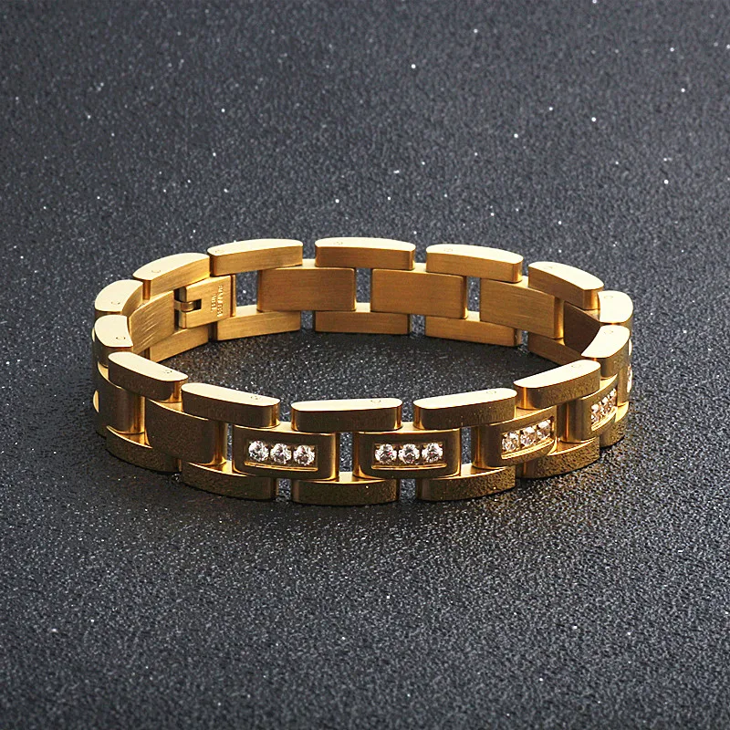

Fashion Men Bracelet Stainless Steel Male Bracelet Wholesale Braslet Gold Color Chunky Cuban Chain Link Bracelet