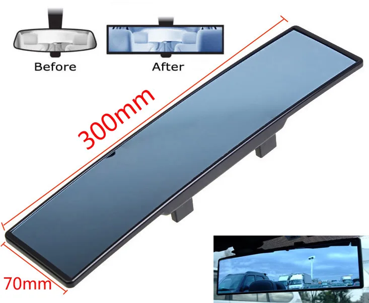 Car Accessories Auto Truck 300mm Wide Anti Glare Convex Mirror Tint Flat Clip On Rear View