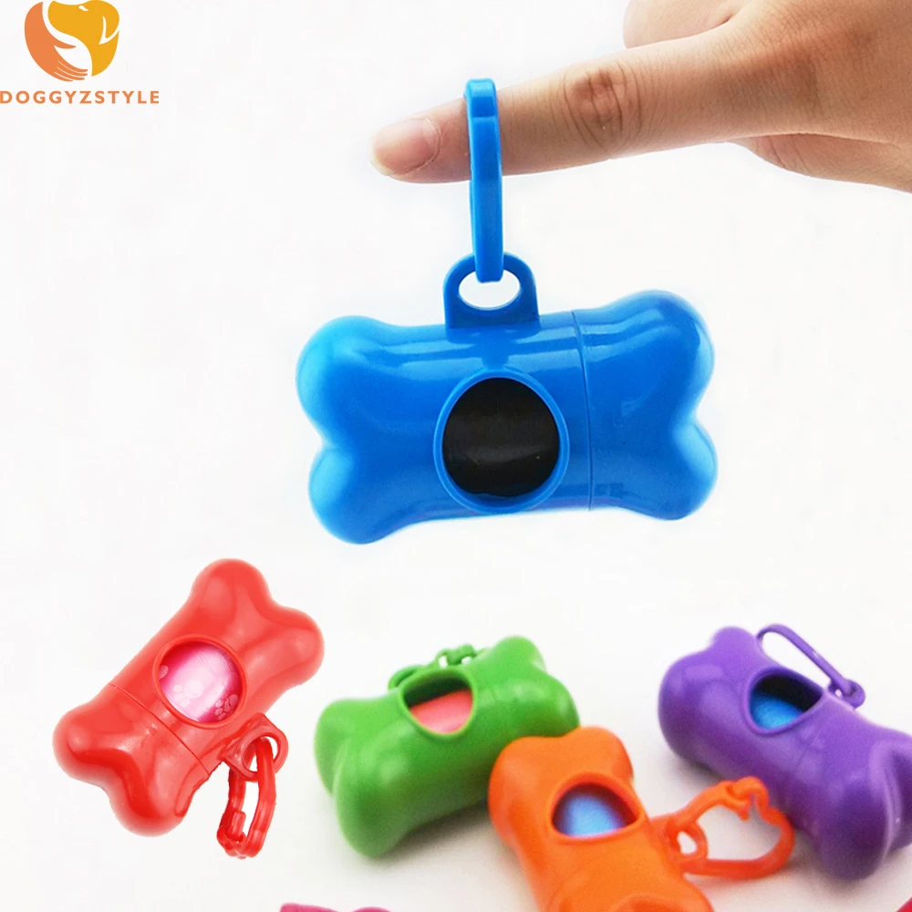 

1 Pcs Pet Dog Bone Dispenser with 1 Roll (1 Roll=20Pcs Bag) Puppy Poop Waste Bags Paw Printing Garbage Clean Up Box 7 Colors