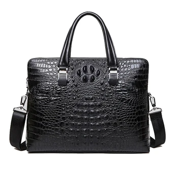 

Vintage Crocodile Pattern men bag Laptop Briefcase split Leather Men Business Tote bag Handbag Cowhide Messenger Shoulder Bag