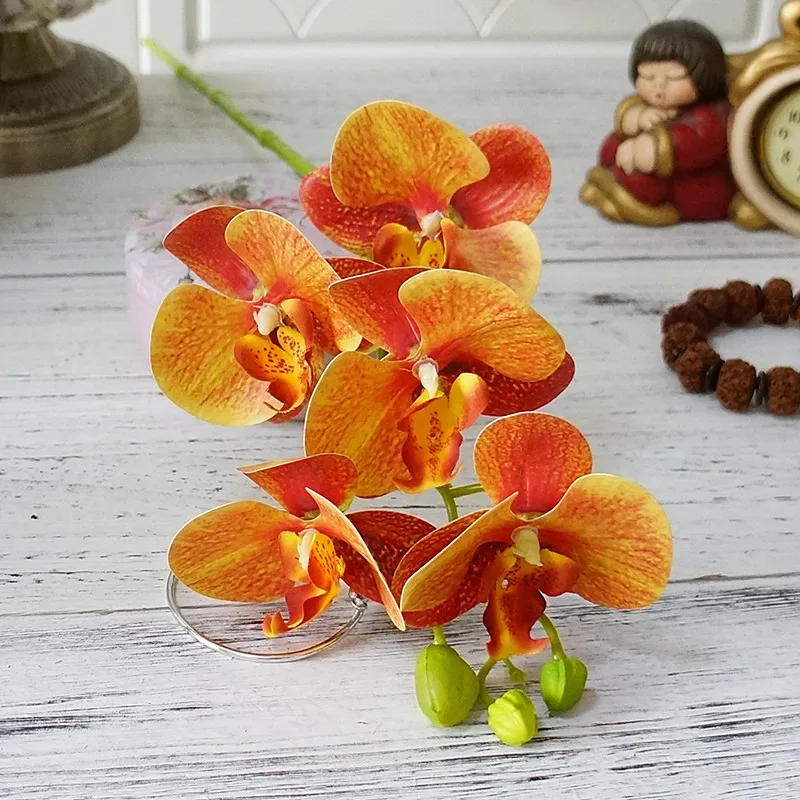 Real touch 5Heads Latex Orchids branch Artificial Flowers quality artificial flowers 10 8