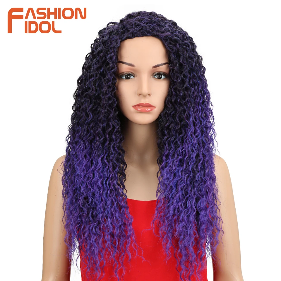 FASHION IDOL Synthetic Kinky Curly Wigs For Black Women 26" Long Curly
