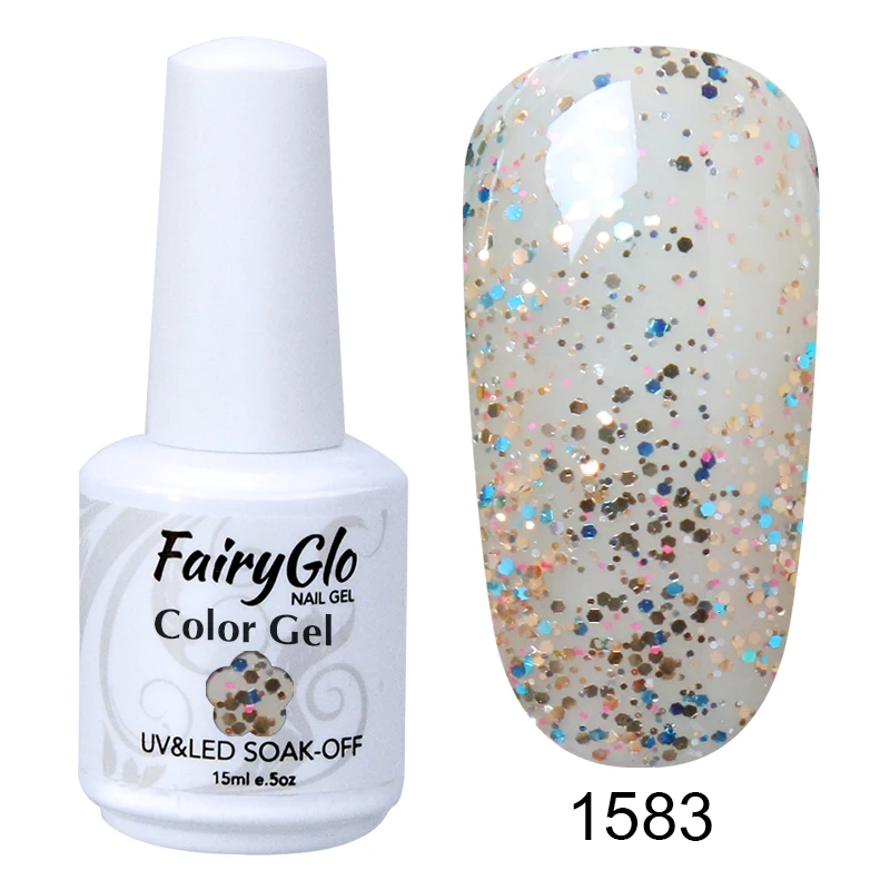 FairyGlo 15 мл Гель-лак для ногтей УФ-светодиодный гель-лампа для ногтей замачиваемый полуперманентный лак для ногтей гибридная краска геллак чернила - Цвет: G1583