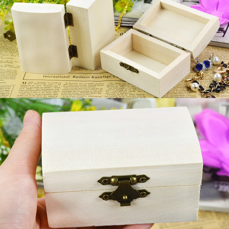 

Home Storage Boxes Postcard Organizer Vintage Jewelry Case Handmade Craft Rectangle/Heart Shaped Multifunction 1PCS Wooden Box