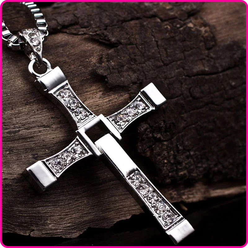 50pcs Men Fast And Furious Rhinestone Silver Cross Dominic Toretto Vin ...