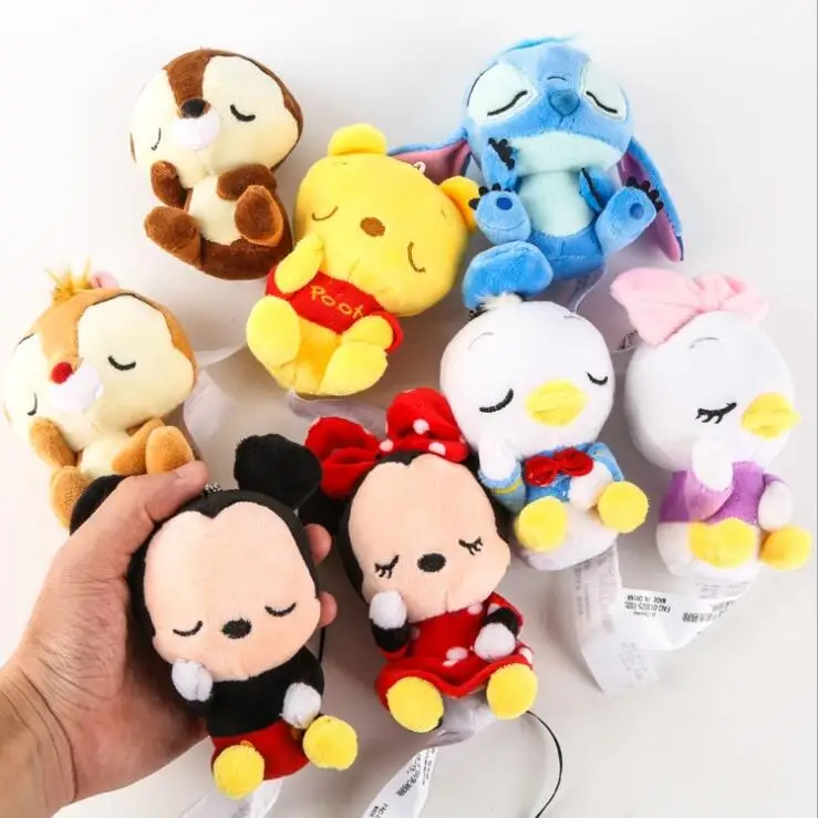 

25% Mickey Minnie Donald Duck Q version sleep doll Plush pendant keychain 8kinds 12CM WJ01