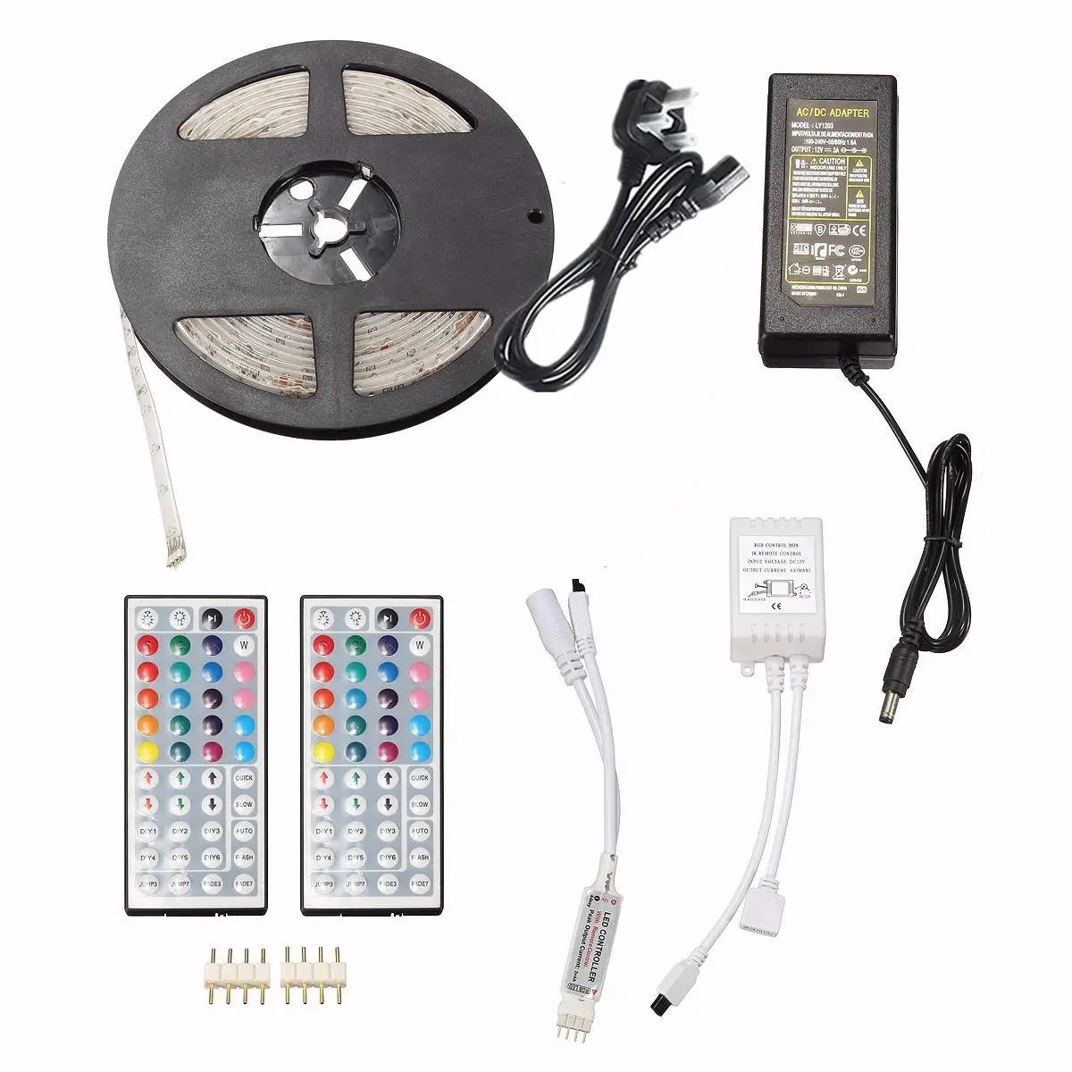 

5M 3528 SMD 300LED RGB Waterproof Strip Light + 44 keys Remote Control UK/AU/EU/US Plug DC12V