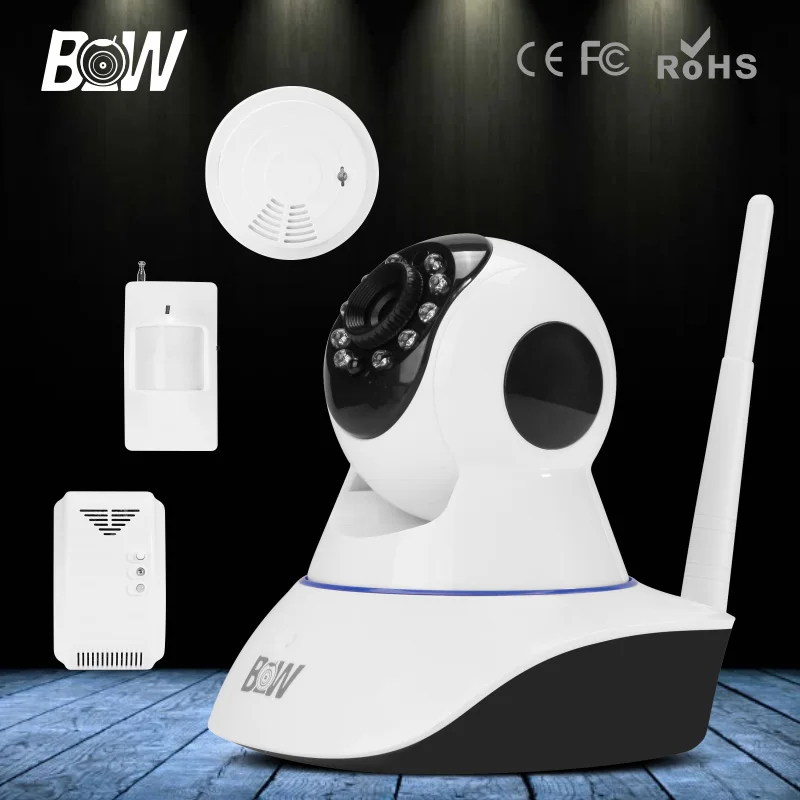 HD 720P Wireless IP Camera Wi-Fi Infrared Motion Sensor + Gas & Smoke Detector Onvif Surveillance Security Camera WiFi