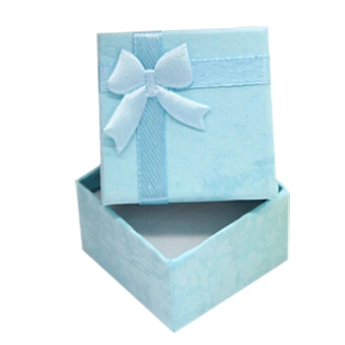 

24 Pcs Ring Earring Jewelry Display Gift Box Bowknot Square Case sky blue