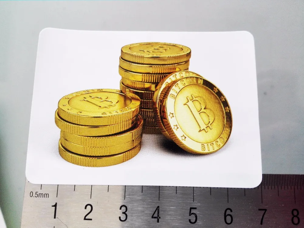 

2000pcs/lot 7x5cm BITCOIN cryptocurrency paper label sticker with gloss lamination, Item No.FS11