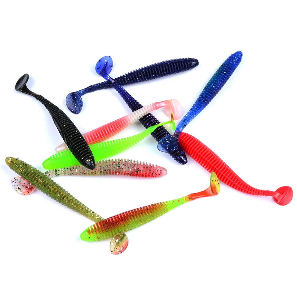

10pcs/lot 8.5cm 2.4g soft lure Worm Swimbaits Fishing Lure silicone bait T Tail Lure fishing tackle everything for fishing