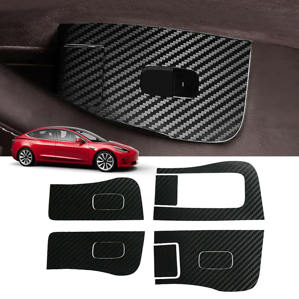 

Carbon Fiber Car Window Switch Panel Cover Sticker Trim For Tesla Model 3 17-19