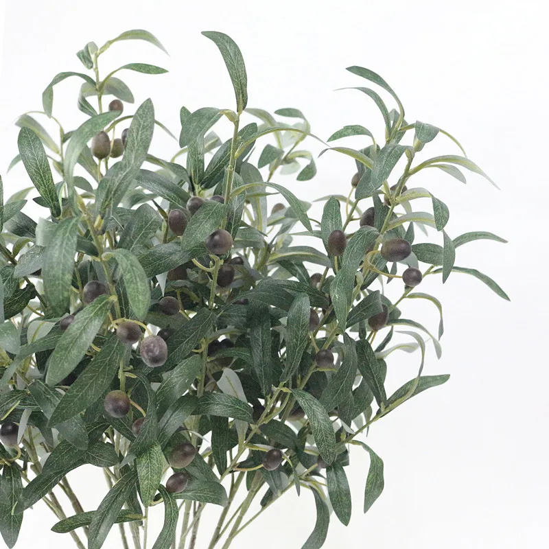 Flone Simulation Olive Branch Artificial Green Plant Leaves Artificial Flowers Branch For Home Wedding Party Decor (2)