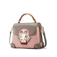 Fashion personality unique creative women handbags Calfskin leisure box shaped shoulder bag cartoon decorative Messenger bag