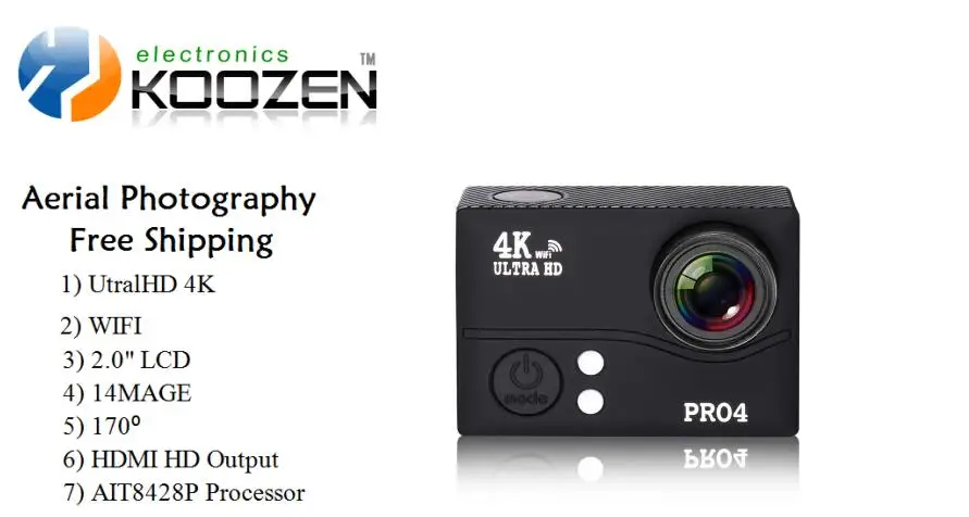 

Action camera Ultra HD 4K WiFi 1080P Sport Camera 2.0 LCD 170D lens waterproof go pro style camera