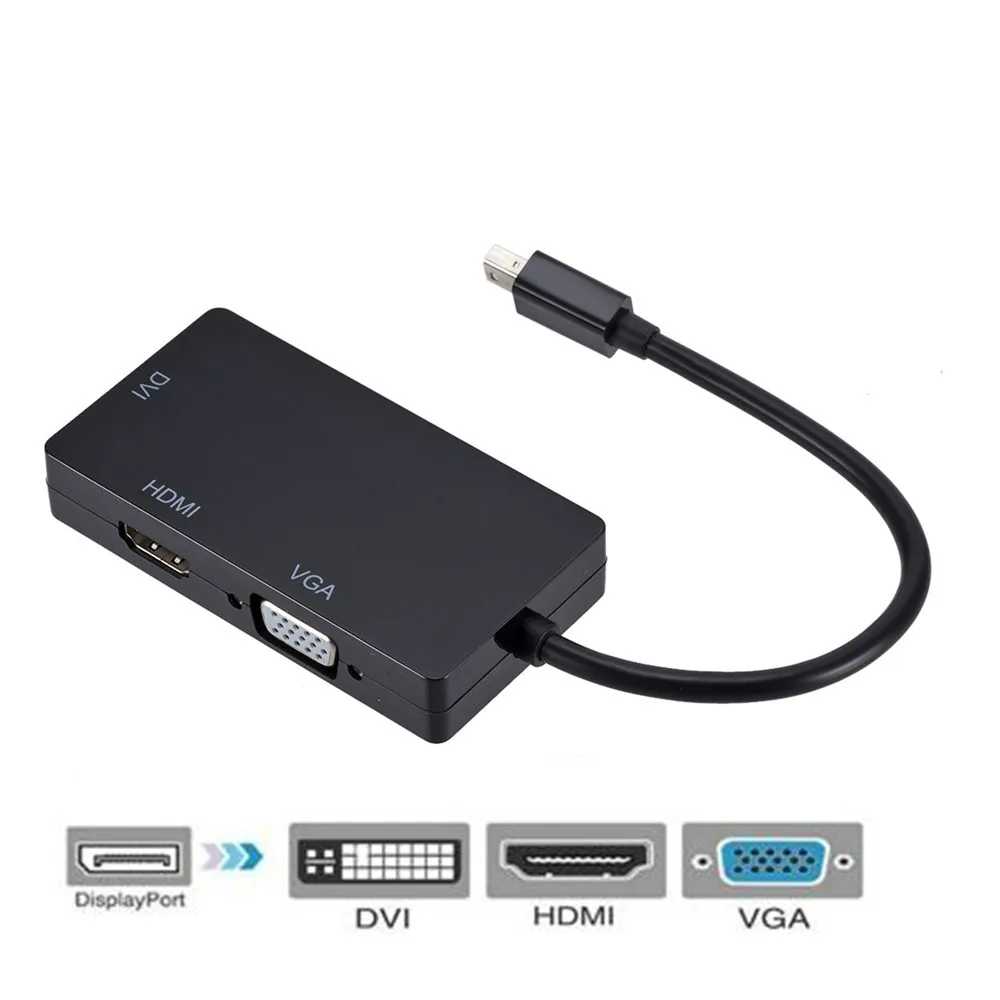 3 в 1 Mini Display Port Thunderbolt MINI DP штекер HDMI DVI VGA Женский адаптер конвертер кабель для Apple