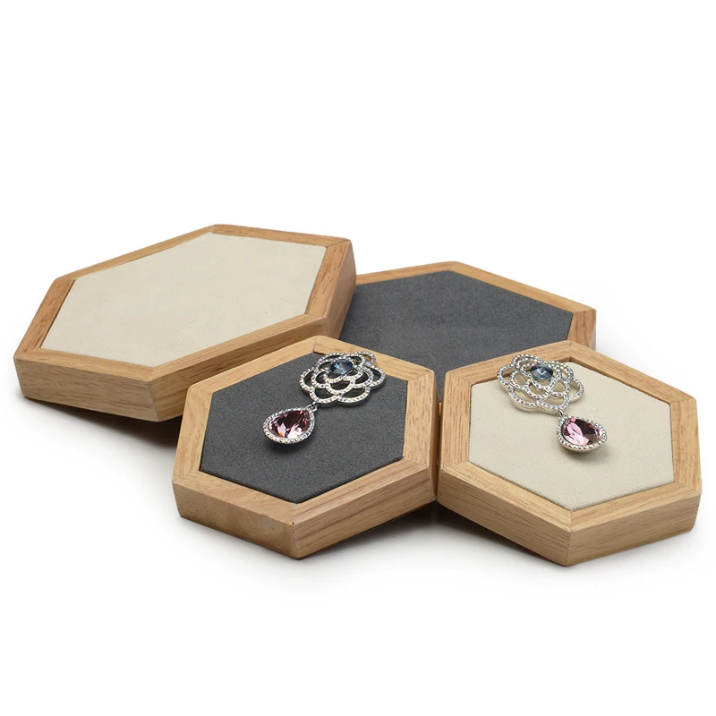 FANXI 2 Pieces of Rhombus Jewelry display stand with microfiber for exhibition Necklace Earrings Display Holder Bracelet Props Jewelry Packaging