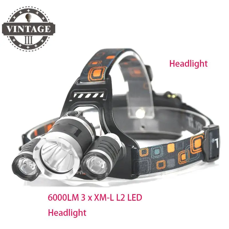 

Free DHL Fedex 50pcs/lot 6000LM 3 x XM-L L2 LED Headlight USB Headlamp 3 L2 Head lamp RJ-5000