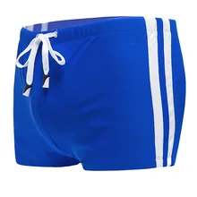 Модные мужские сексуальные плавки, пляжные шорты для плавания, полосатые плавки с плоским углом, разноцветные, нейлон+ спандекс, A30515