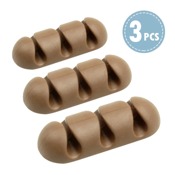 3PC Green 3 Holes ACCEZZ USB Кабельный органайзер провода намотки наушников Держатель шнура клип офисные настольные телефонные кабели силиконовый галстук фиксатор провода управление - Цвет: 3PC Green 3 Holes