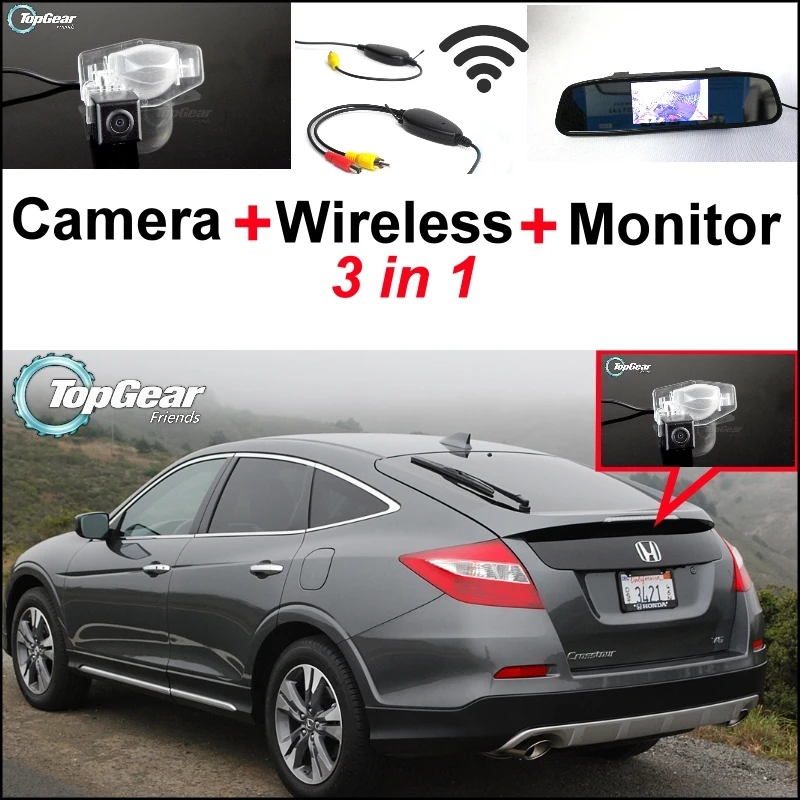 

3 in1 Special Rear View Camera + Wireless Receiver + Mirror Monitor DIY Parking System For Honda Crosstour 2010~2013