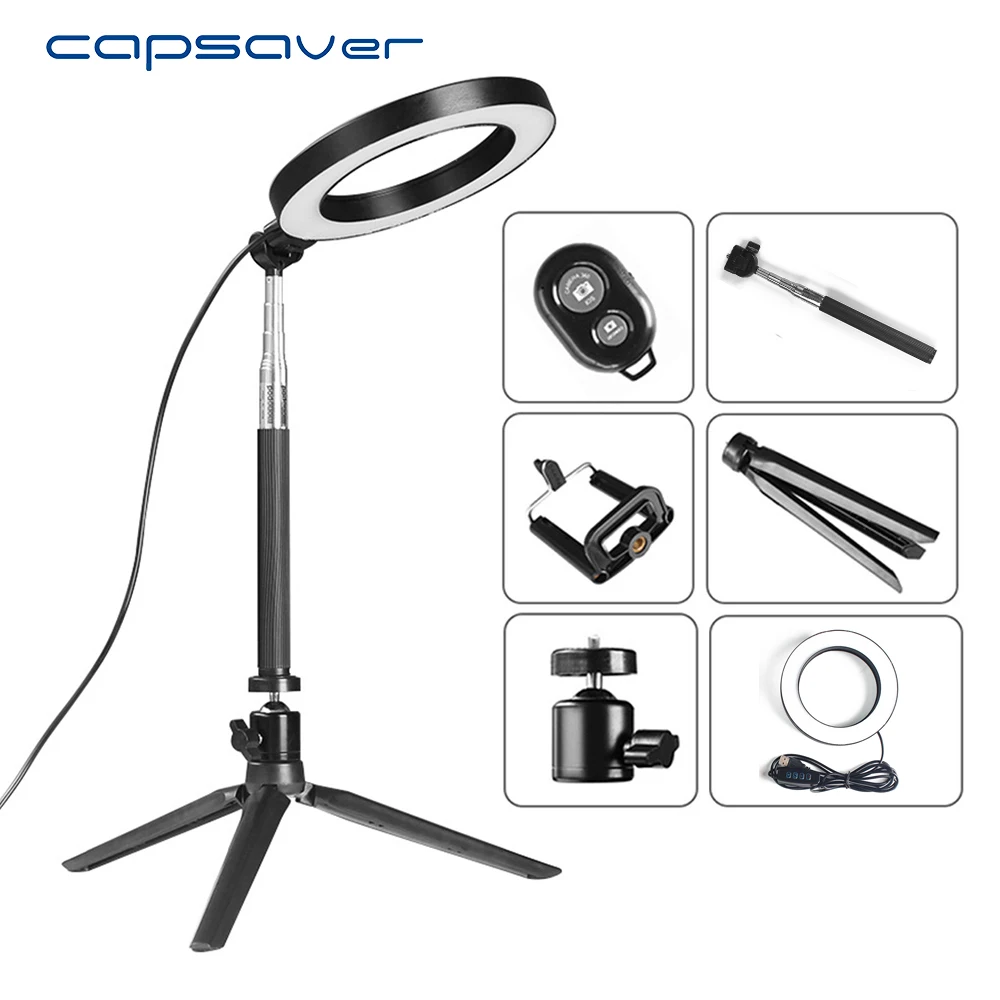 Светодиодный кольцевой светильник capsaver 8 дюймов кольцевая лампа для макияжа USB