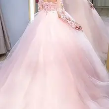 Пышное Бальное Платье с длинными рукавами, украшенное кристаллами,, vestido de 15 rosa, 2-18 W
