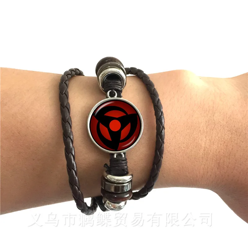 Японский браслет Uzumaki Наруто Uchiha сасуке Шаринган ювелирные изделия из кожи
