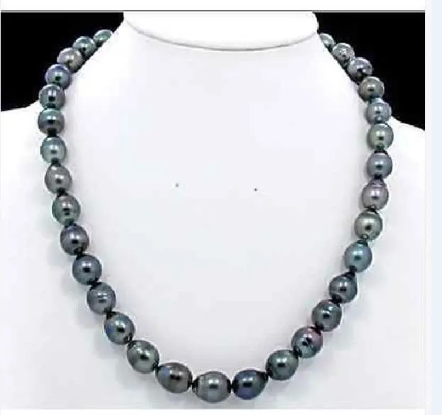 

stunning 12-13mm tahitian peacock green pearl necklaces18inch 925silver