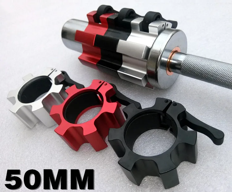 1 Pair 2 Inch Weight Lifting Aluminum Standard Barbell Collar Lock Jaw Barbell Fitness Body Building Equipment Gym Lifting Clamp