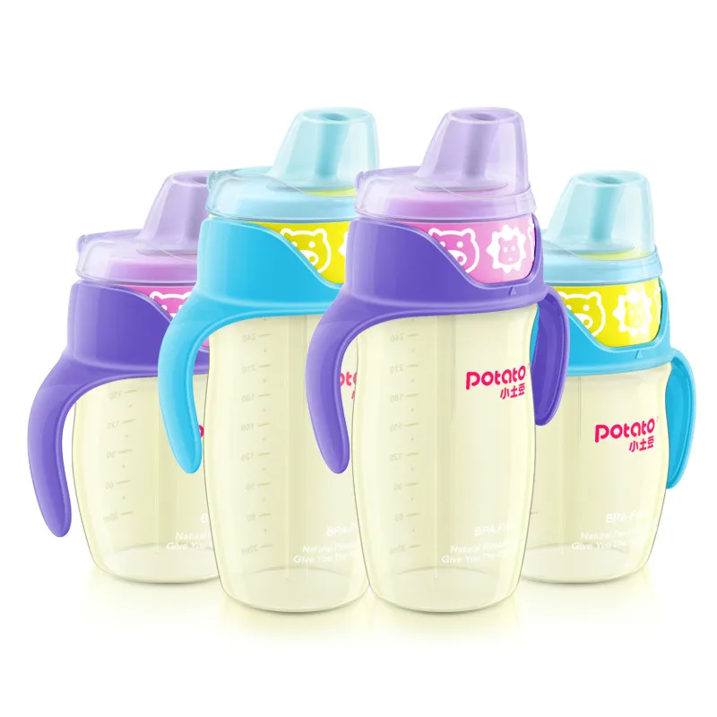 

Promotional PPSU Children Straw Cup Leakproof Baby Feeding Cup Baby Drink Cups Infants Learn Drinking Bottle With Handle