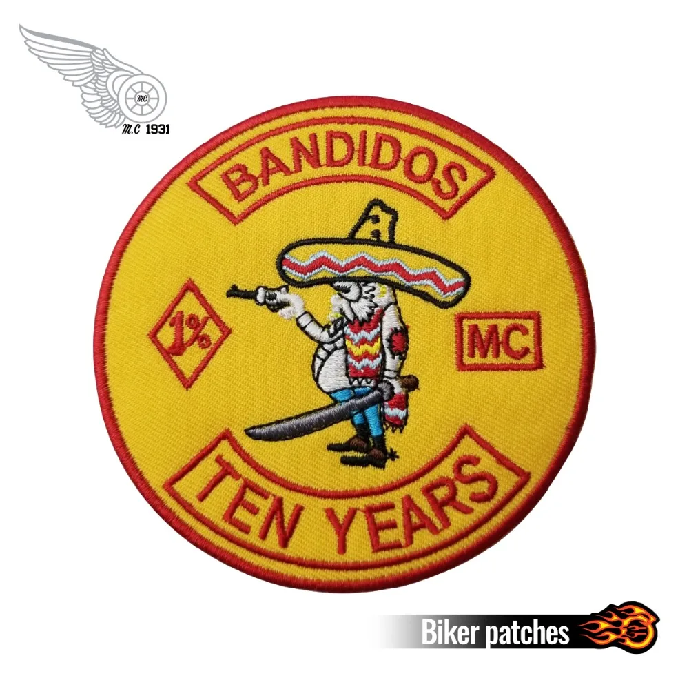 

New Small Bandidos Embroidered Patches Iron on Front of Jacket Vest Front Patches Biker Rider 10/pcs A lot Free Shipping
