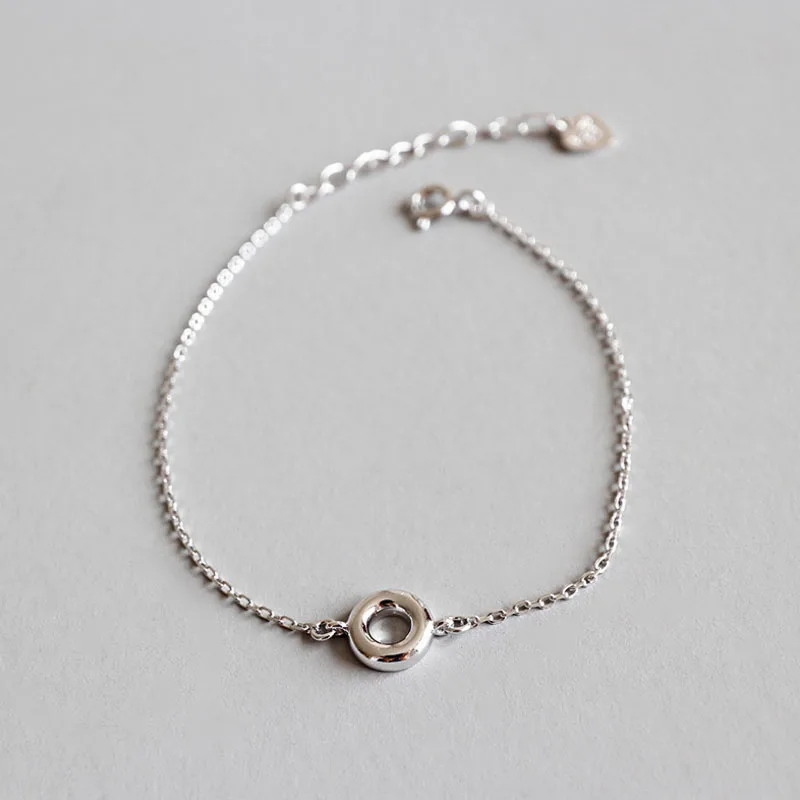 925 Sterling Silver Jewelry Round Doughnuts Bracelet for Women Jewelry Gift - Цвет камня: Белый