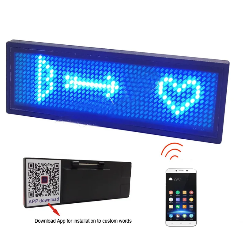 Беспроводной Bluetooth рекламный светодиодный бейдж тег цифровой прокрутки экран сообщения знак доска-синий