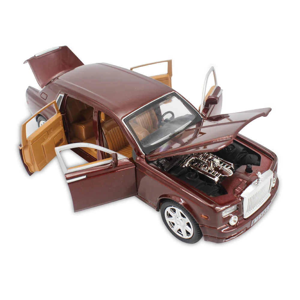 Beste KIDAMI Rolls Royce 124 Schaal Diecast Voertuig Model Speelgoed Pull Back Sound Light Gift Collection voor Kinderen Volwassen