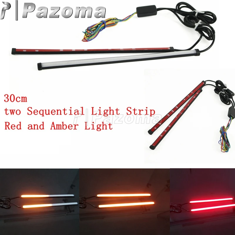 

Motorbikes Universal 2pcs Red and Amber Sequential Taillight Brake Turn Light Flowing Daytime Running Lamps Light Strip