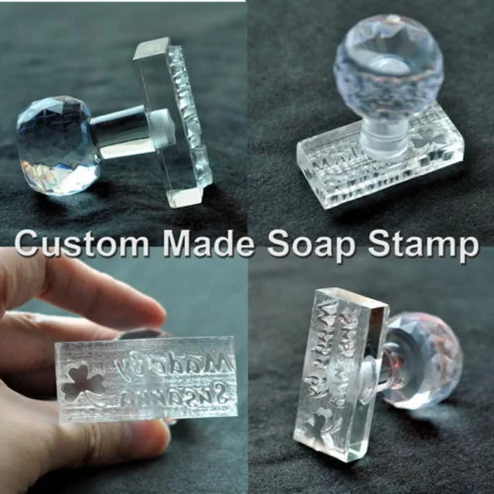 Custom made customize Handmade Acrylic Glass Soap Stamp Seal Clear