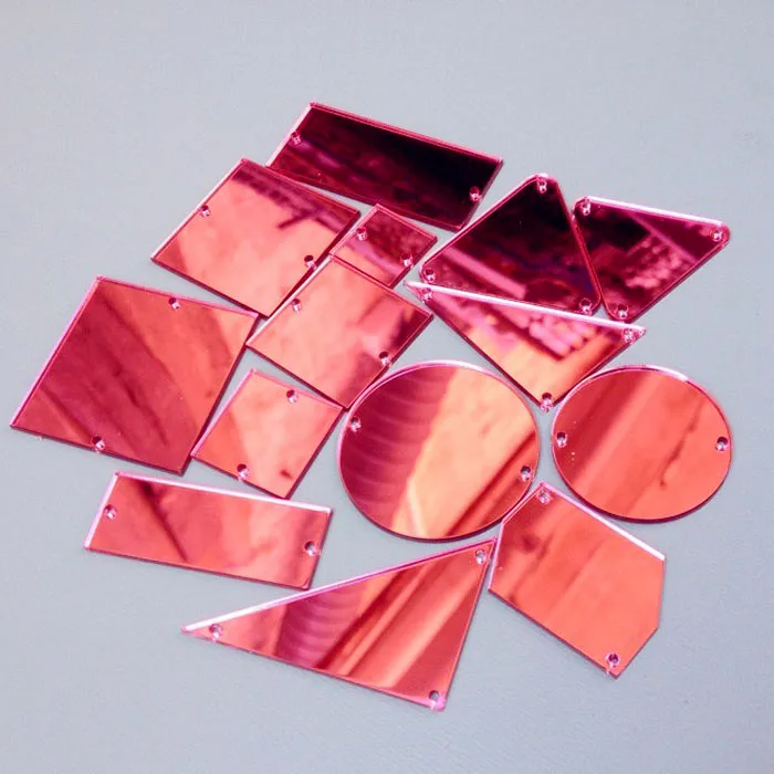 Пришивные акриловые розовые красные зеркальные Кристалл страз Диамант плоские задние зеркальные бусины с отверстием 25 шт