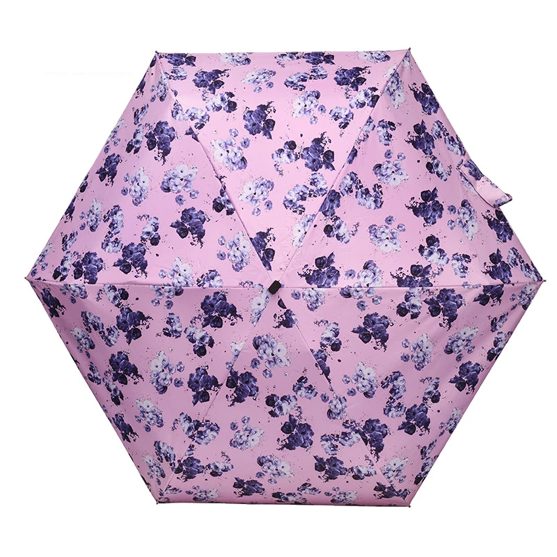 

Flower Five Folding Umbrella For Women Anti-UV Sunscreen Parasol Ladies Mini Windproof Dual-use Pocket Sunny And Rain Umbrellas
