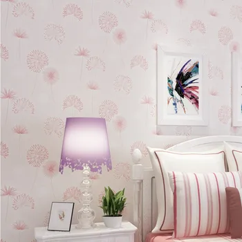 

Free Shipping Dandelion Wallpaper Kids Room Pastoral Wallpaper Non Woven Bedroom kitchen Warm pink Wallpaper