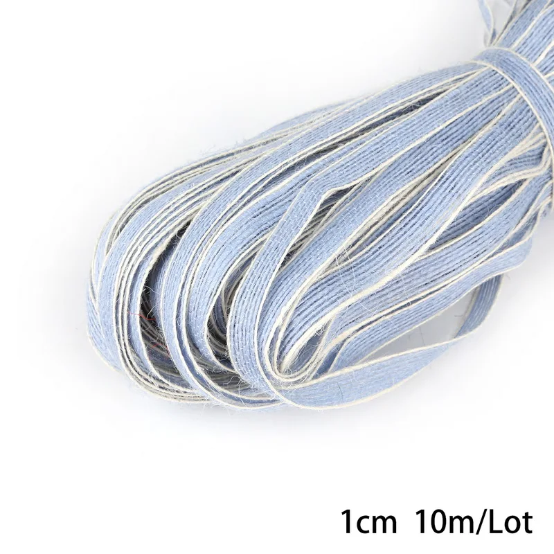 10 м/лот около 1 см ширина разноцветные лента из джута, мешковины шнур для украшение ручной работы изготовление дома украшение для свадьбы подарок Корд - Цвет: Sky Blue